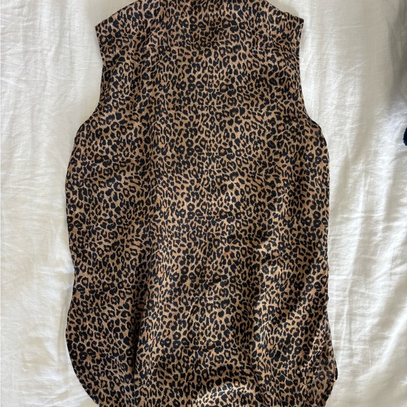 Vintage Clio Leopard Print Button Down Sleeveless Collard Shirt Vest Tank - Picture 5 of 7